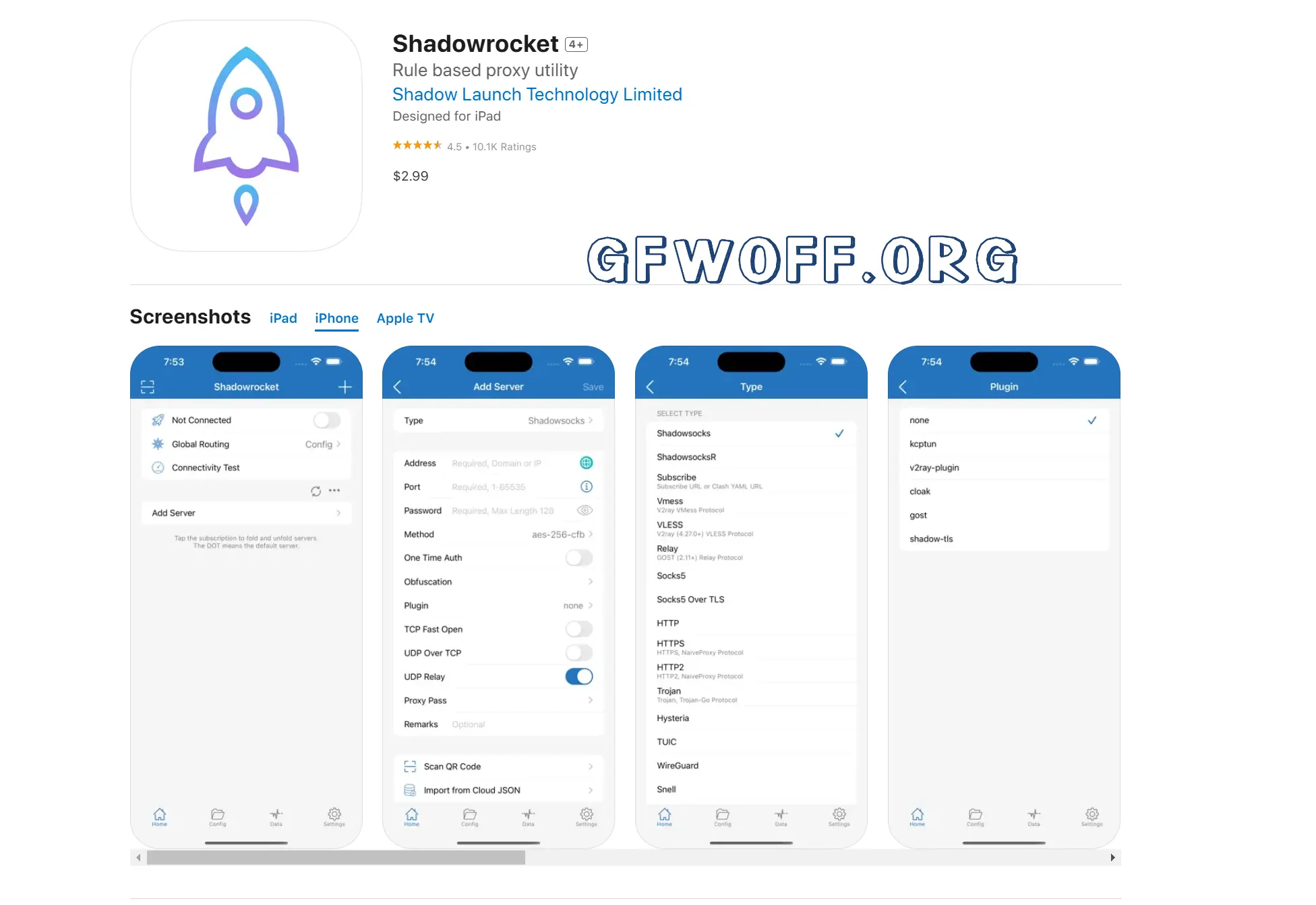 Shadowrocket 小火箭 iOS 科学上网软件